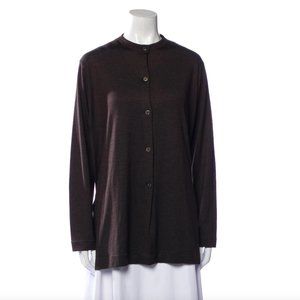 BRUNELLO CUCINELLI Brown Cashmere Crew Neck Cardigan Sweater S/M